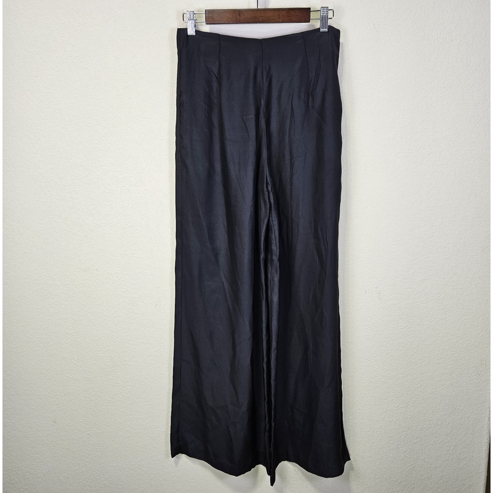 Line & Dot 100% Silk Wide Leg Pant Women M Revolve Minimal Quiet Luxury Black - Picture 4 of 16